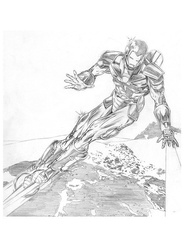 coloriage iron man decolle